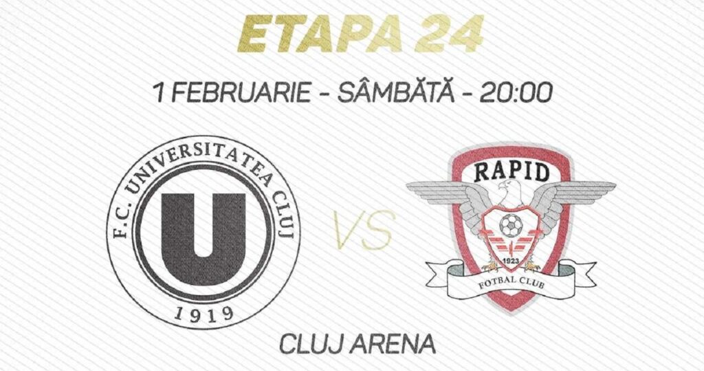 SuperLiga: U Cluj vs Rapid – Derby de play-off în Ardeal