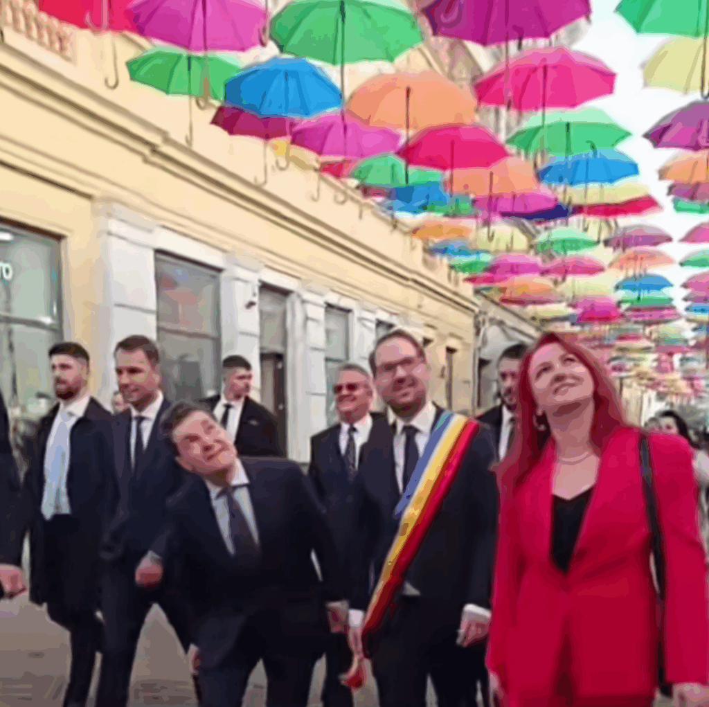 Nicușor Dan, atacat de un roi de umbrele la Timișoara
