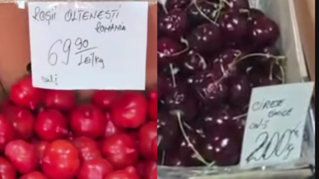 Ultima fiță: să mănânci roșii oltenești de 69,90 lei kilogramul și cireșe de 200 de lei kilogramul. În mașină, cu motorul pornit!