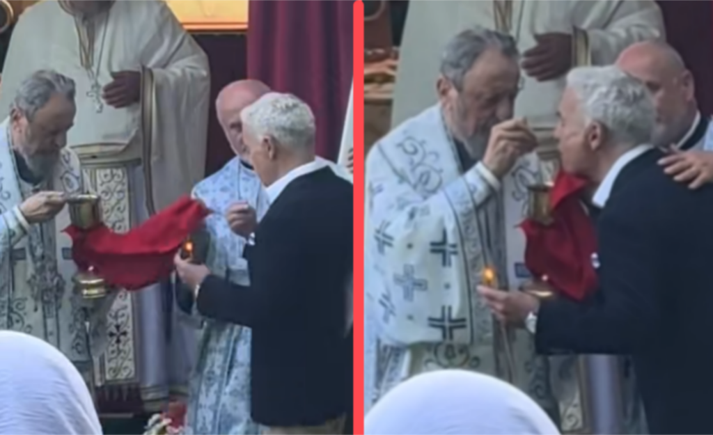 Călin Georgescu a fost la Mănăstirea Cîrțișoara, unde l-au împărtășit cu pâine și vin în loc de apă, hrană și energie