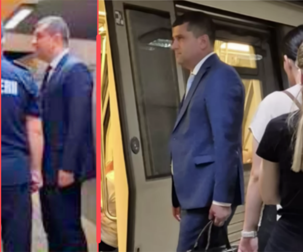 Radu Miruță, fotografiat mergând cu metroul. În costumul acela frumos, de mers la inundații