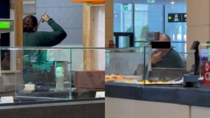 O femeie a fost filmată când mânca cu mâna din mâncarea clienților, la un mall din Cluj. Inspectorii de la Protecția Consumatorilor s-au sesizat